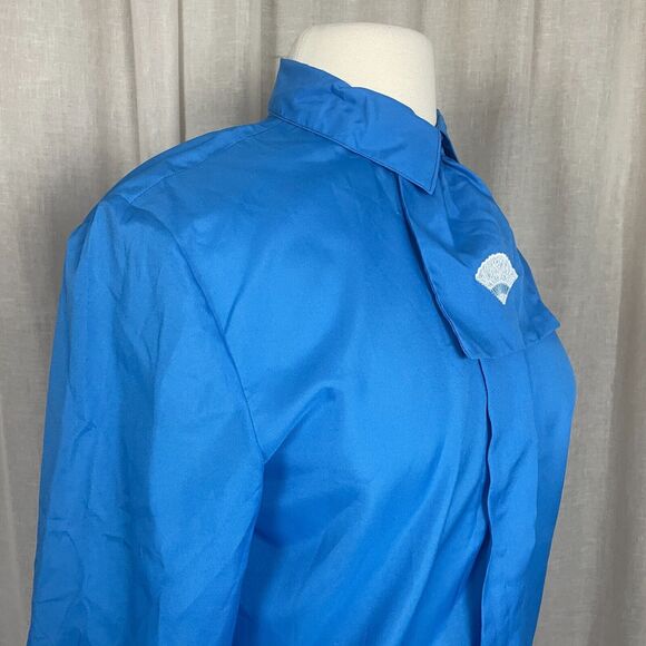 Vintage Blouse Womens Size 14 Blue Long Sleeve Shirt Button Secretary 80s 90s - Picture 4 of 10